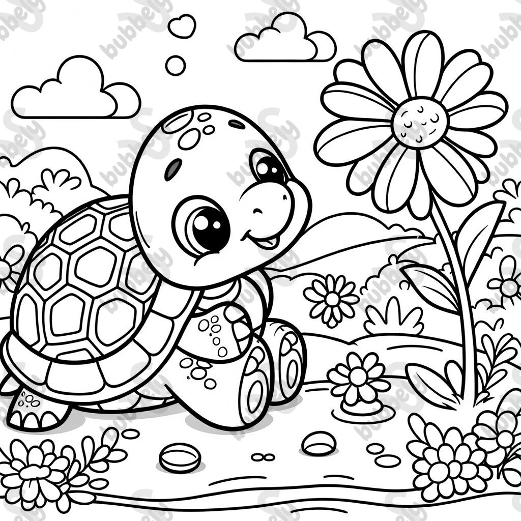 Eine Schildkröte mit einer blume