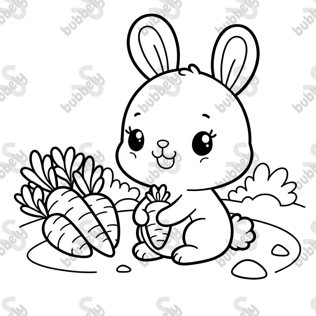 Baby bunny with carrots