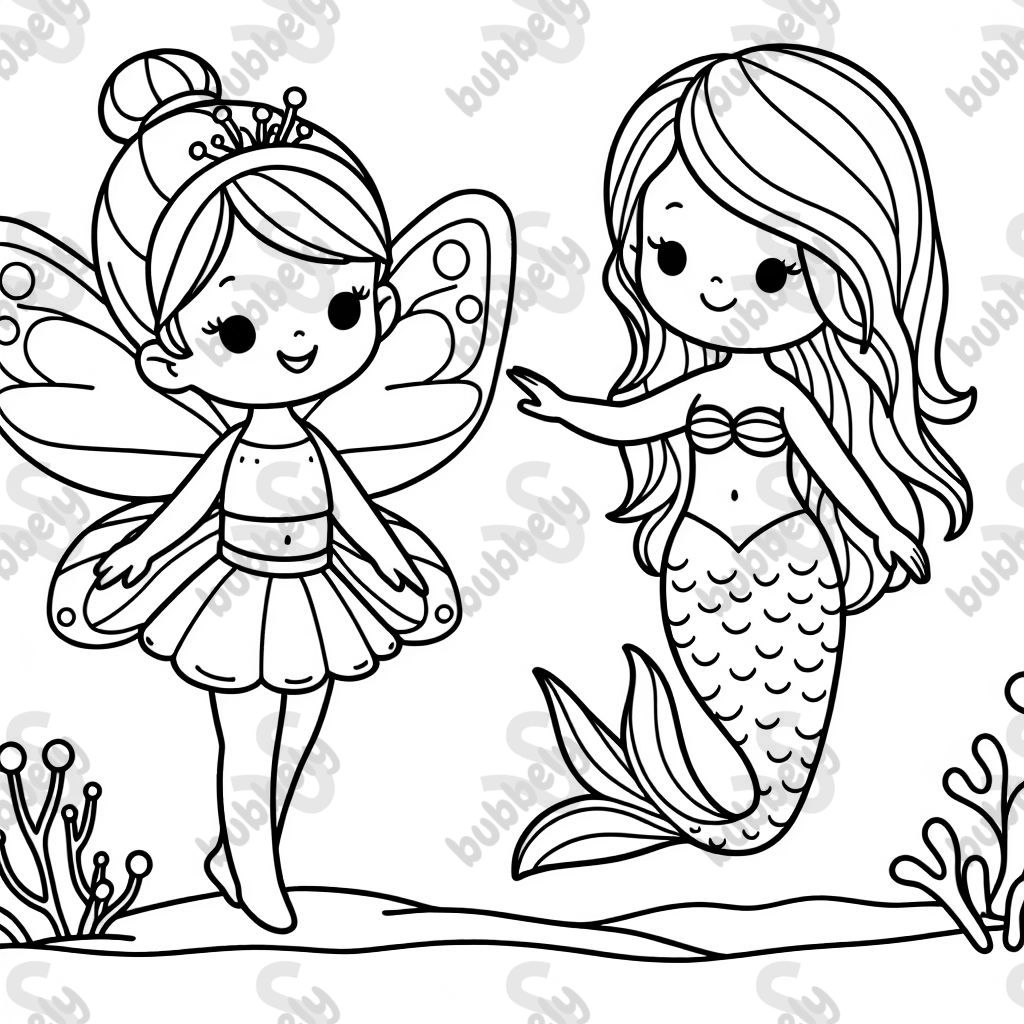 A fairy with a mermaid