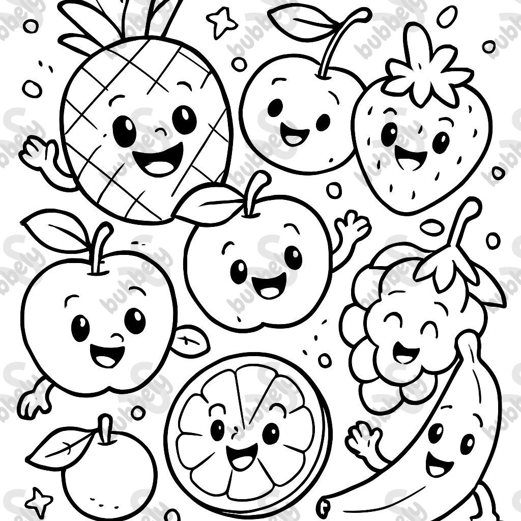 a whole bunch of cute fruits
