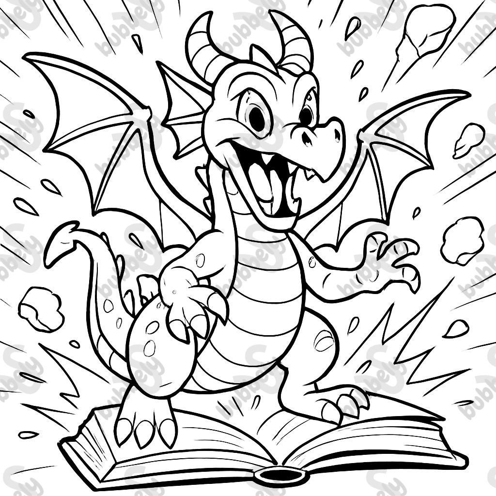 un dragon qui sort d'un livre