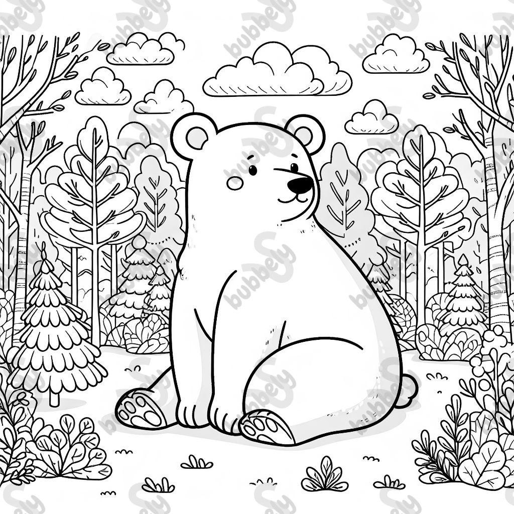 un ours polaire mignon assis dans les bois