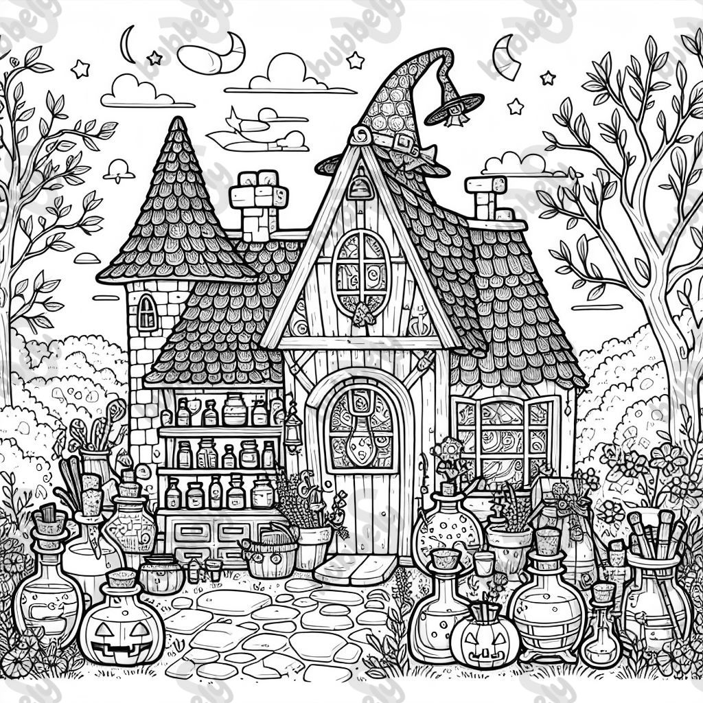 A witches house with potions and weird things
