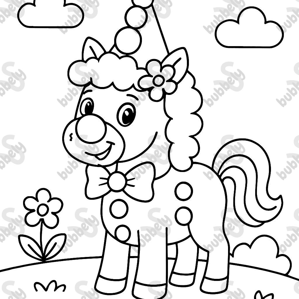 UN PONEY DÉGUISÉ EN CLOWN UN PONEY DÉGUISÉ EN CLOWN