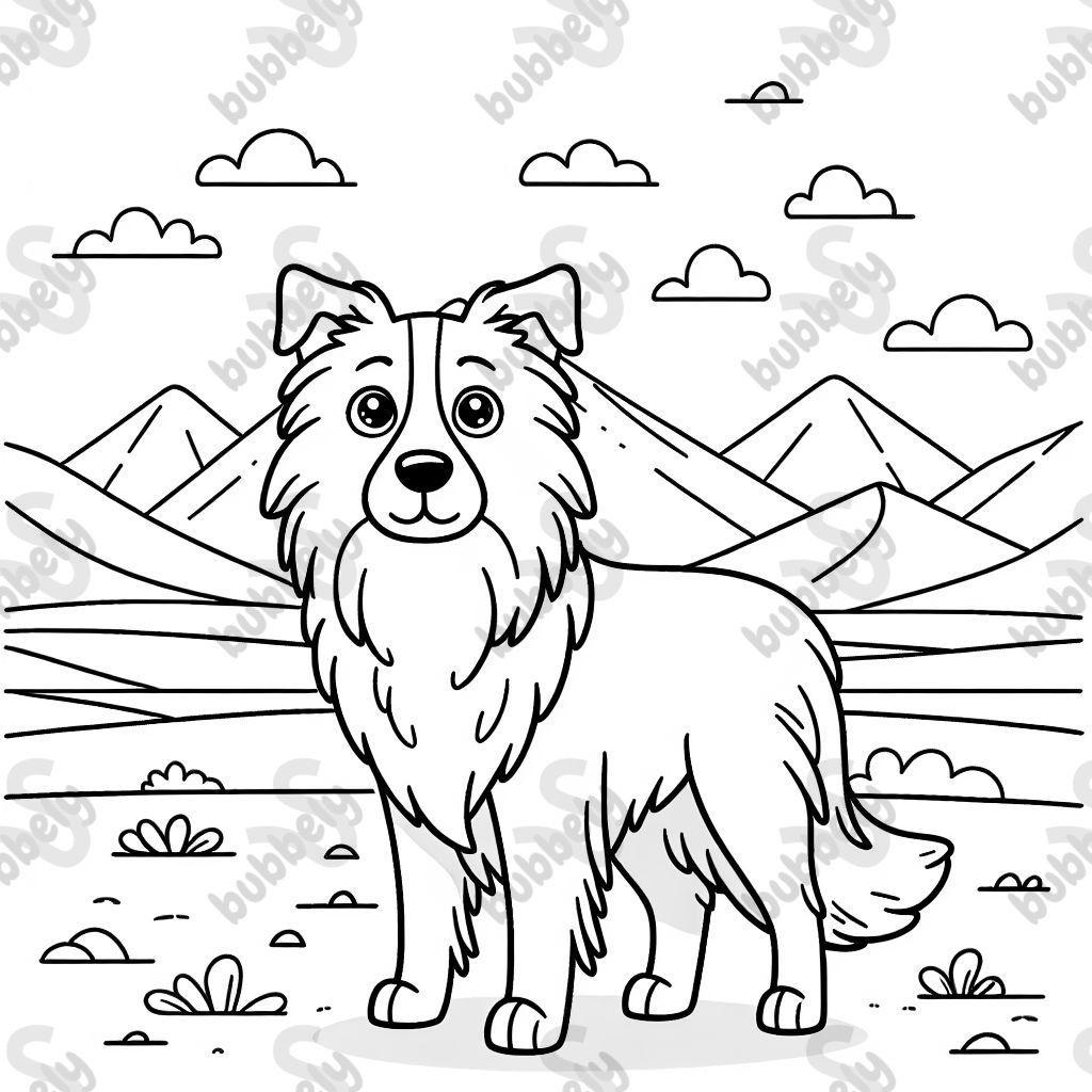 Border Collie in front of mountains