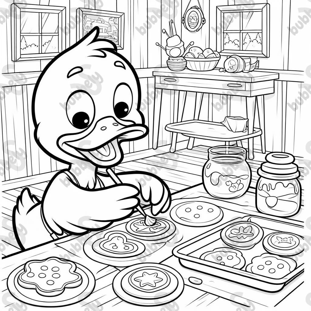 a duck decorating cookies