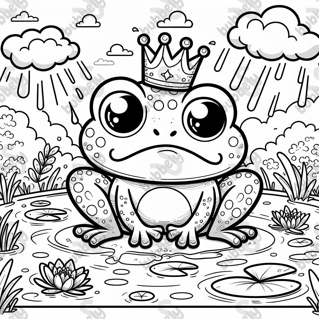 Frosch mit schlechter Laune und Krone