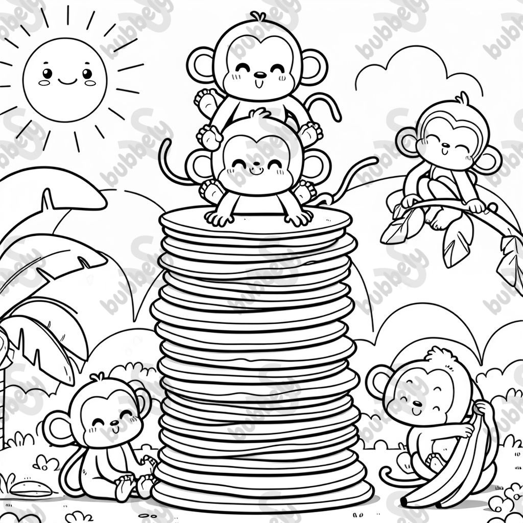 Stack of pancakes made of monkeys