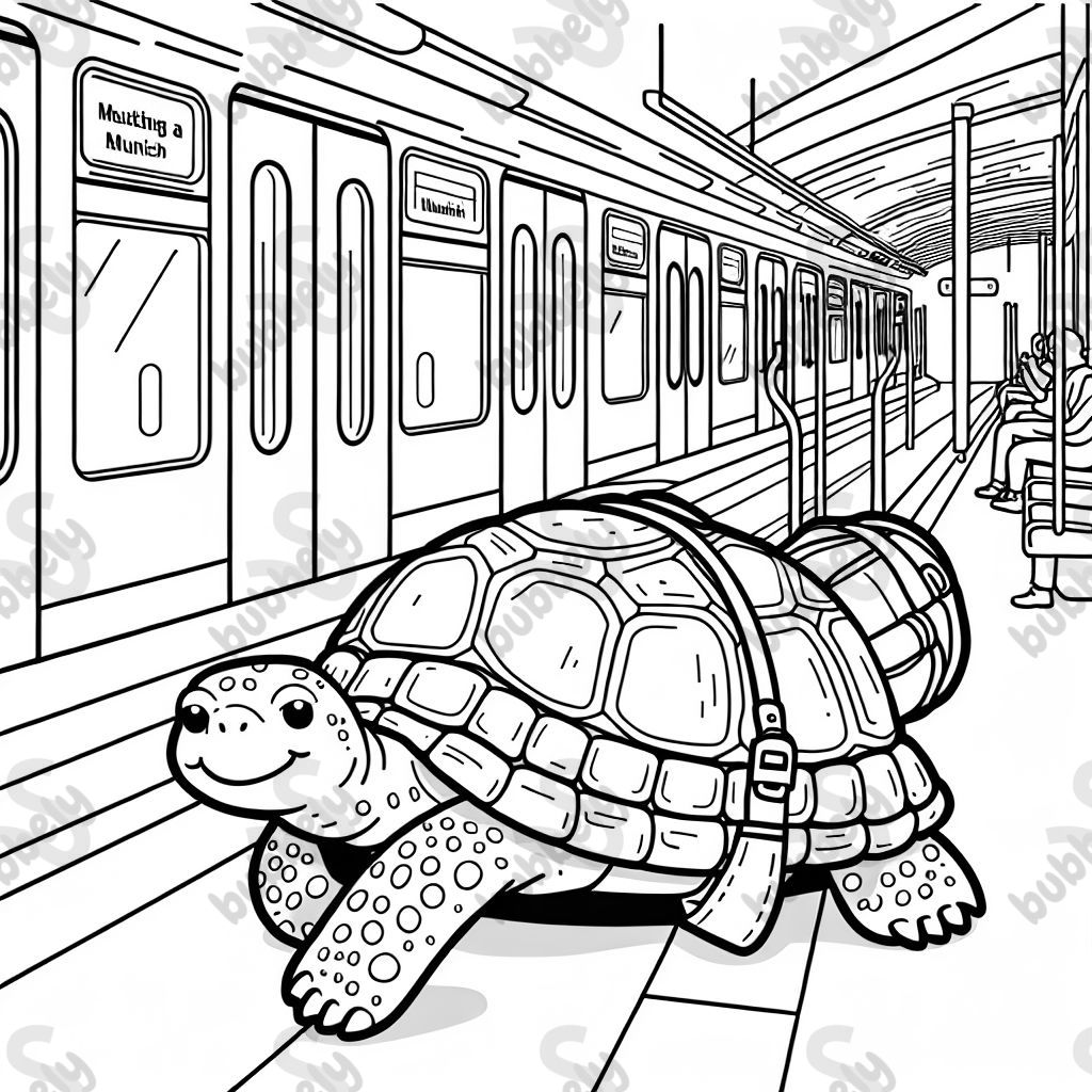 eine Schildkröte die in München Ubahn fährt