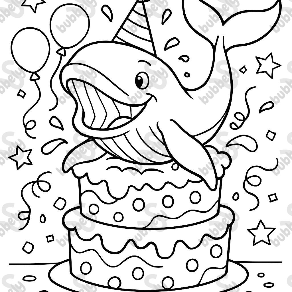Humpback whale inside a birthday cake