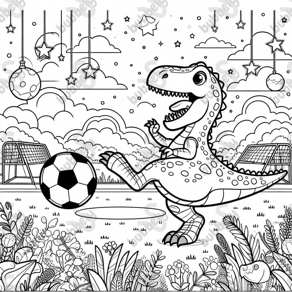 Dinosaure jouant au football