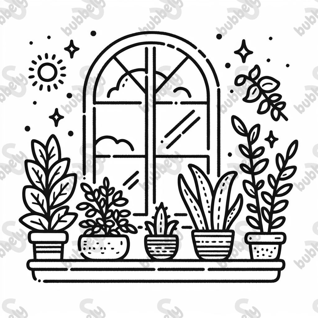 Plants around a window
