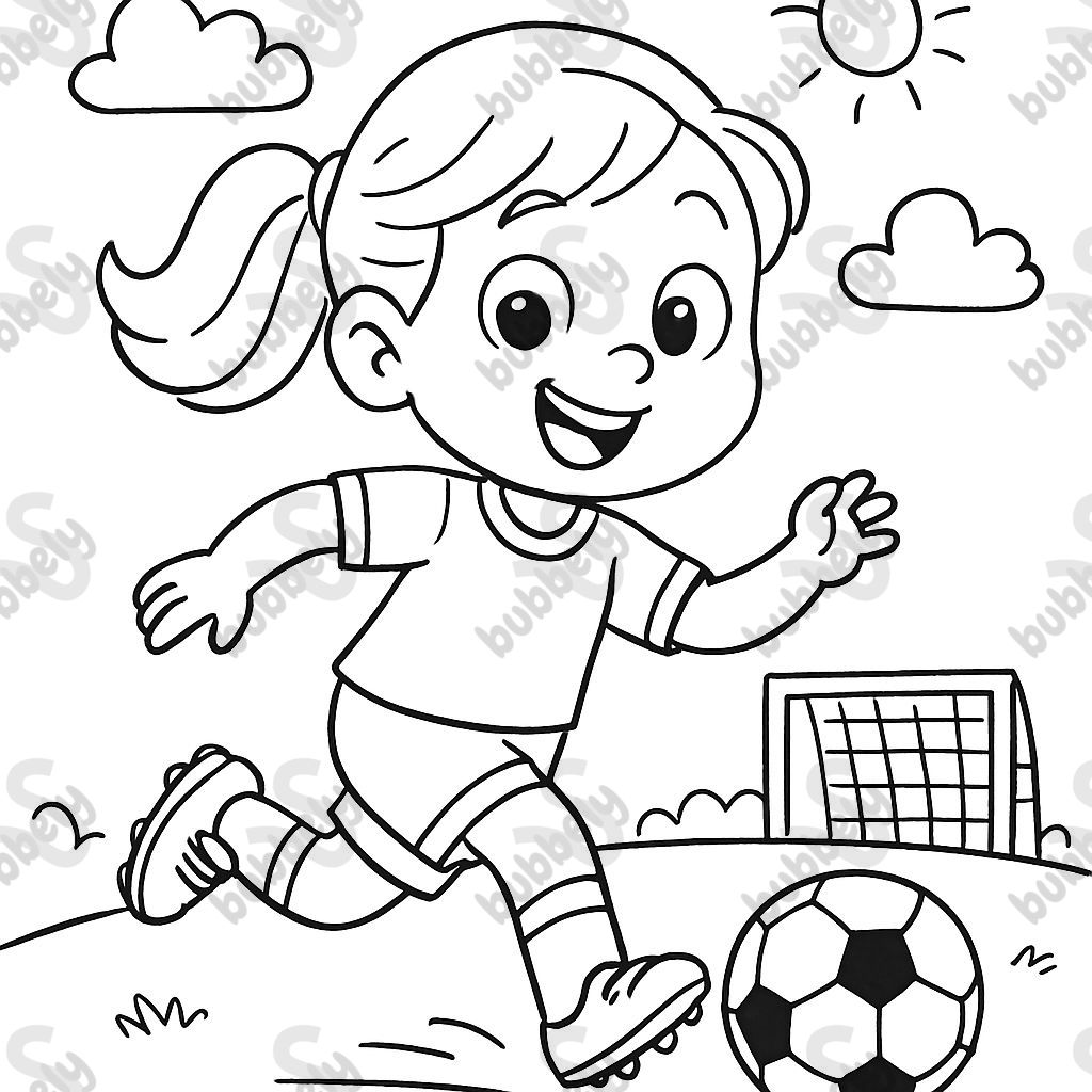 Une petite fille jouant au football. Une petite fille jouant au football.