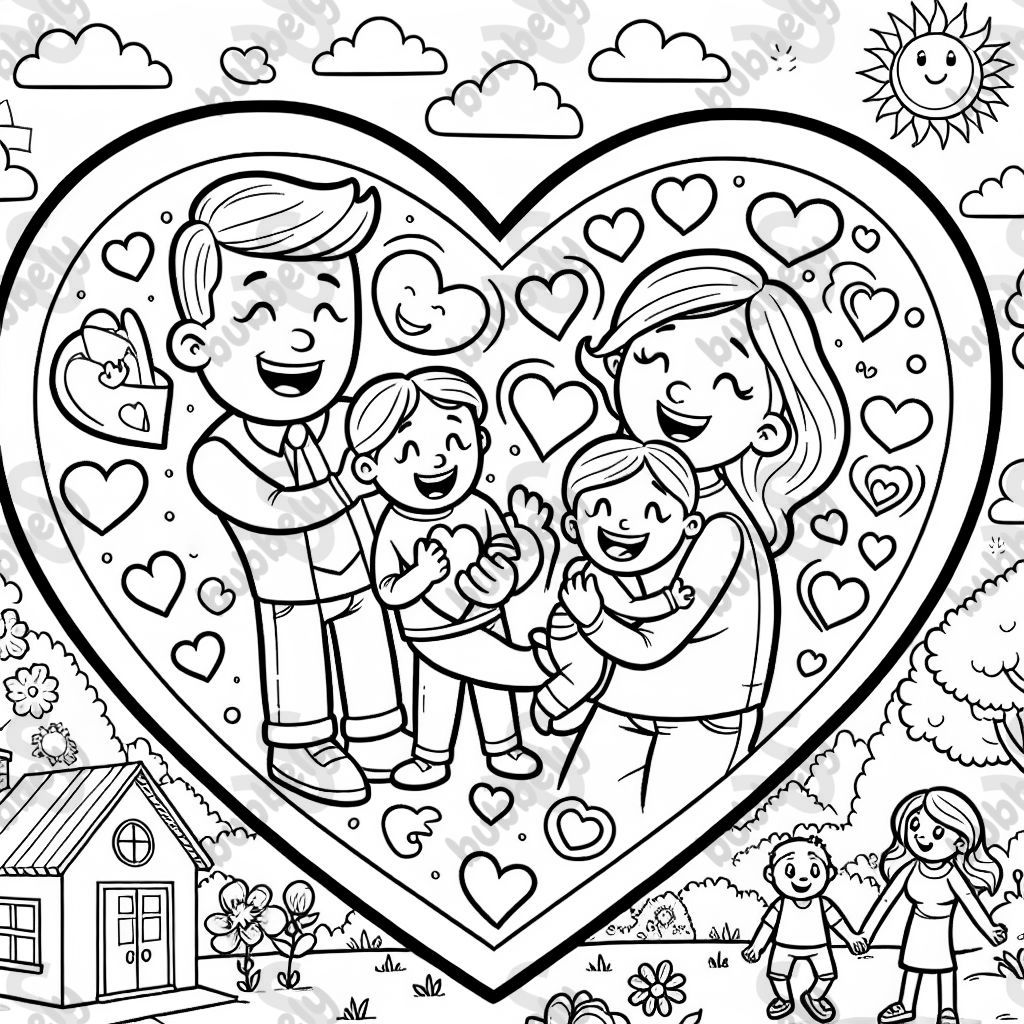 a familiy with love heart