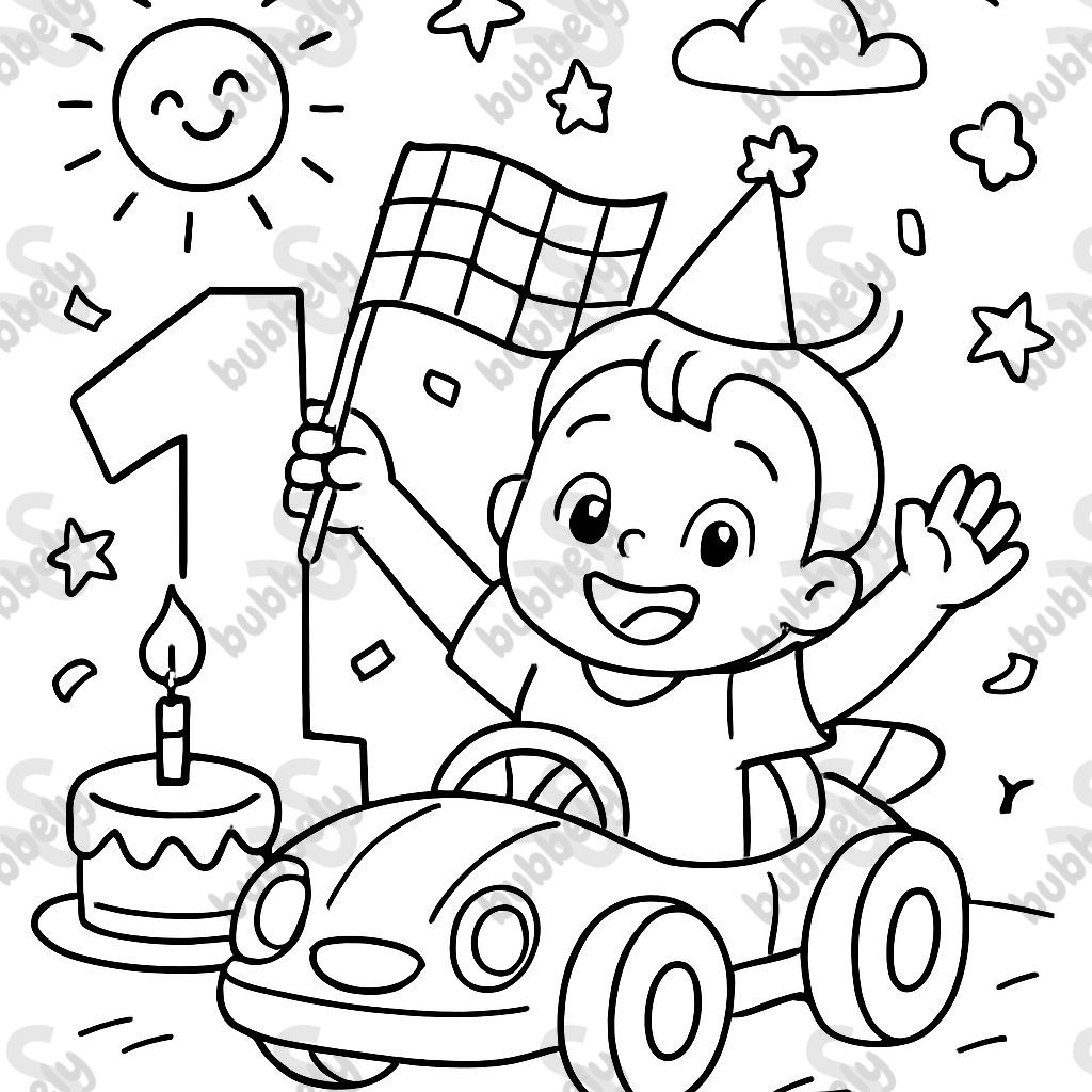 First birthday checkered flag