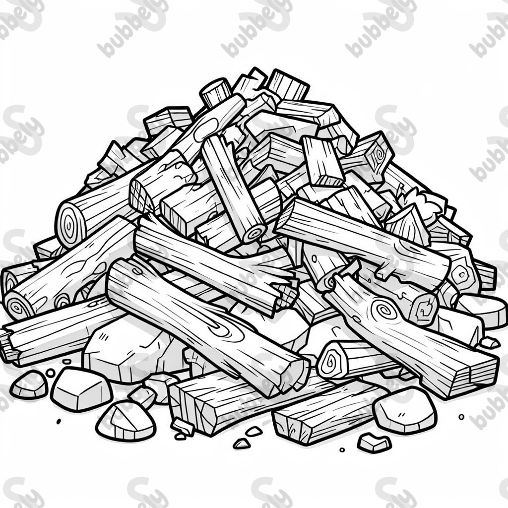 une pile de pierres cassées et de bois une pile de pierres cassées et de bois