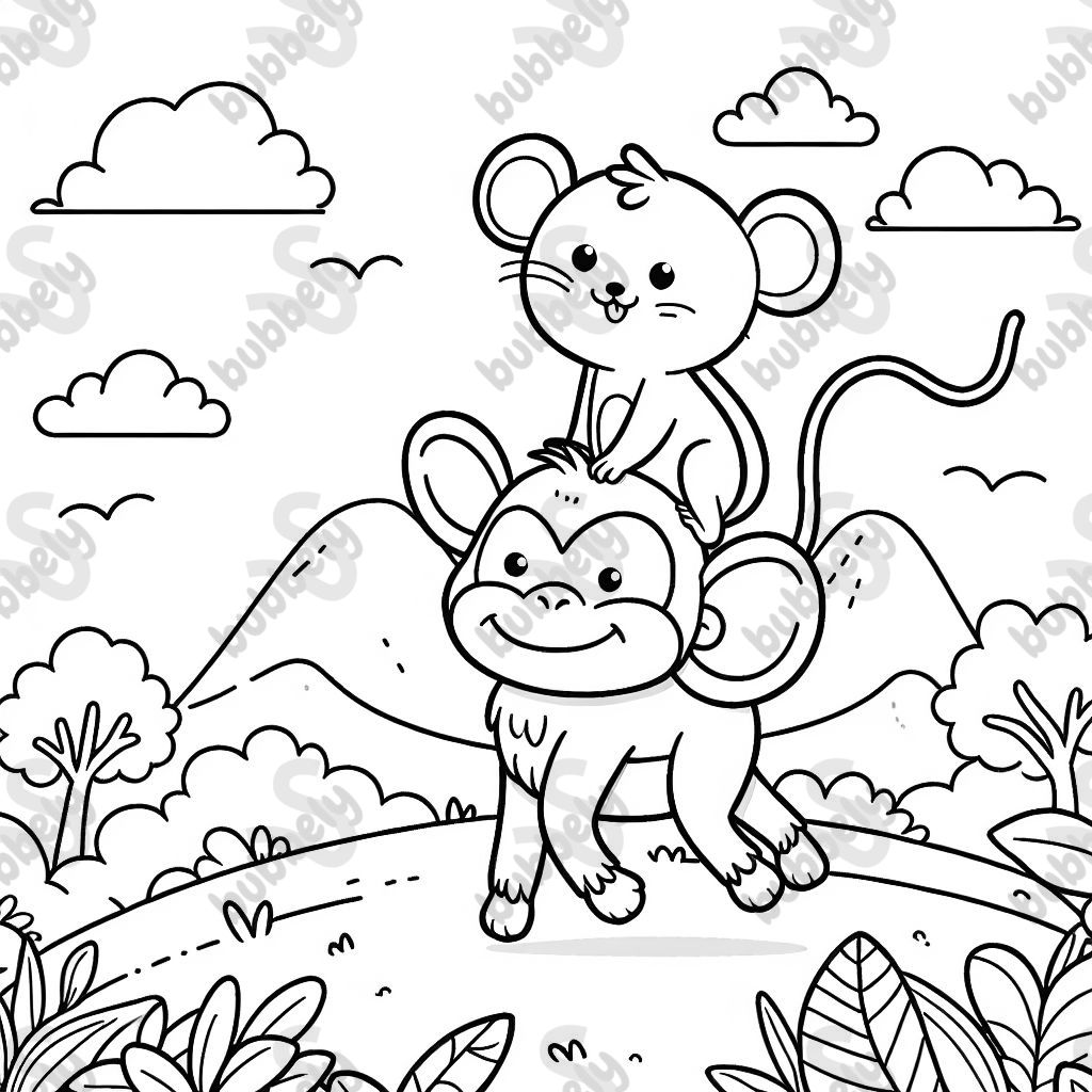 eine Maus, die auf einem Affen reitet.