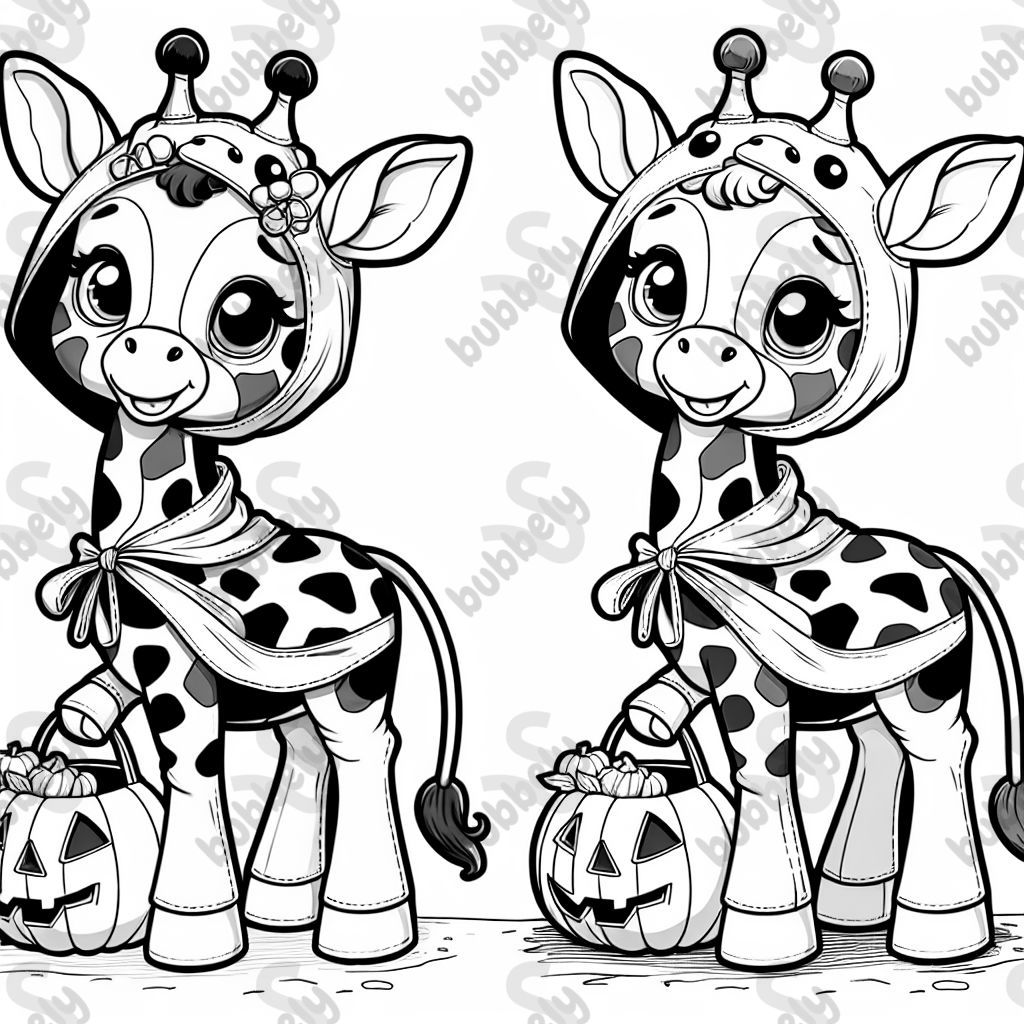 Eine baby giraffe verkleidet zu halloween