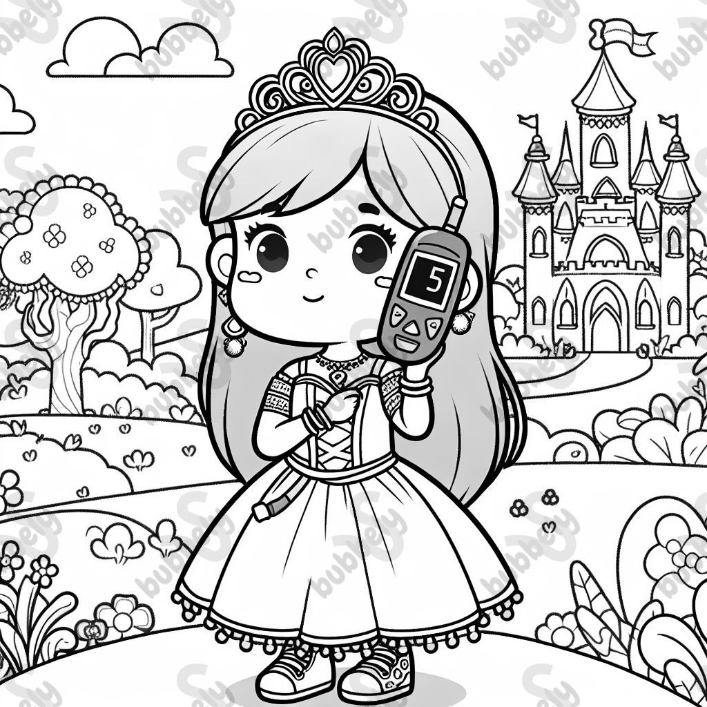A princess with a blood sugar monitor