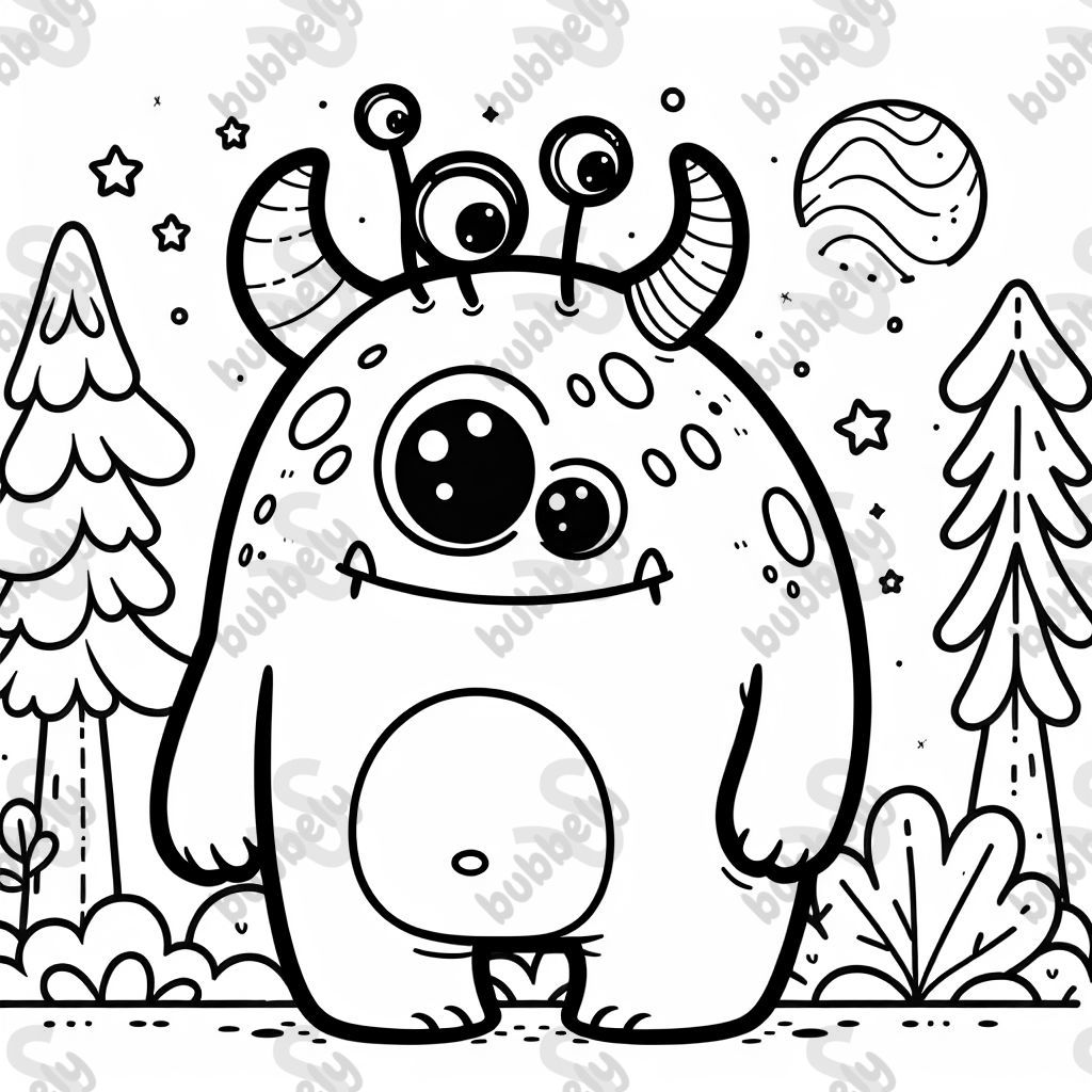 ein dickes monster, niedlich aussehend, 3 augen, der körper länglich