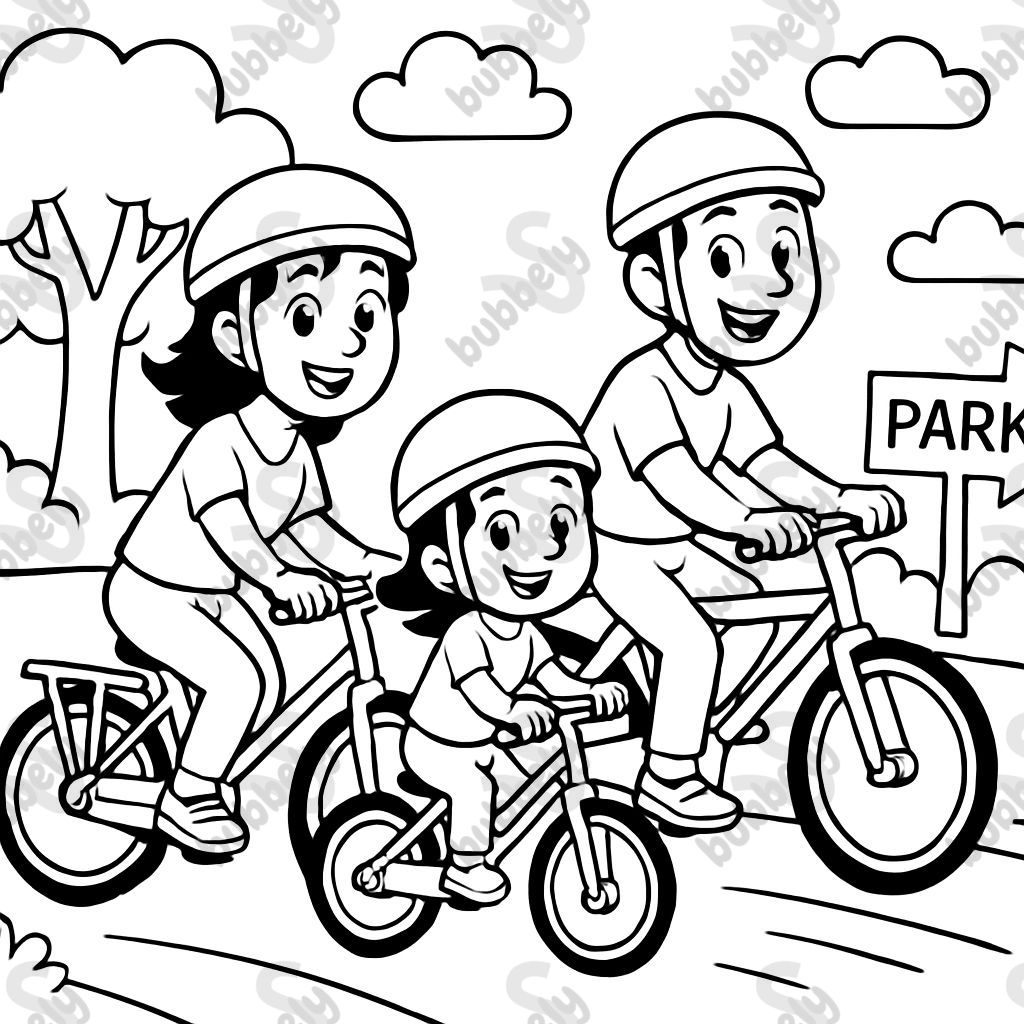 MOMMY, DADDY, AND LITTLE GIRL BIKING TO PARK