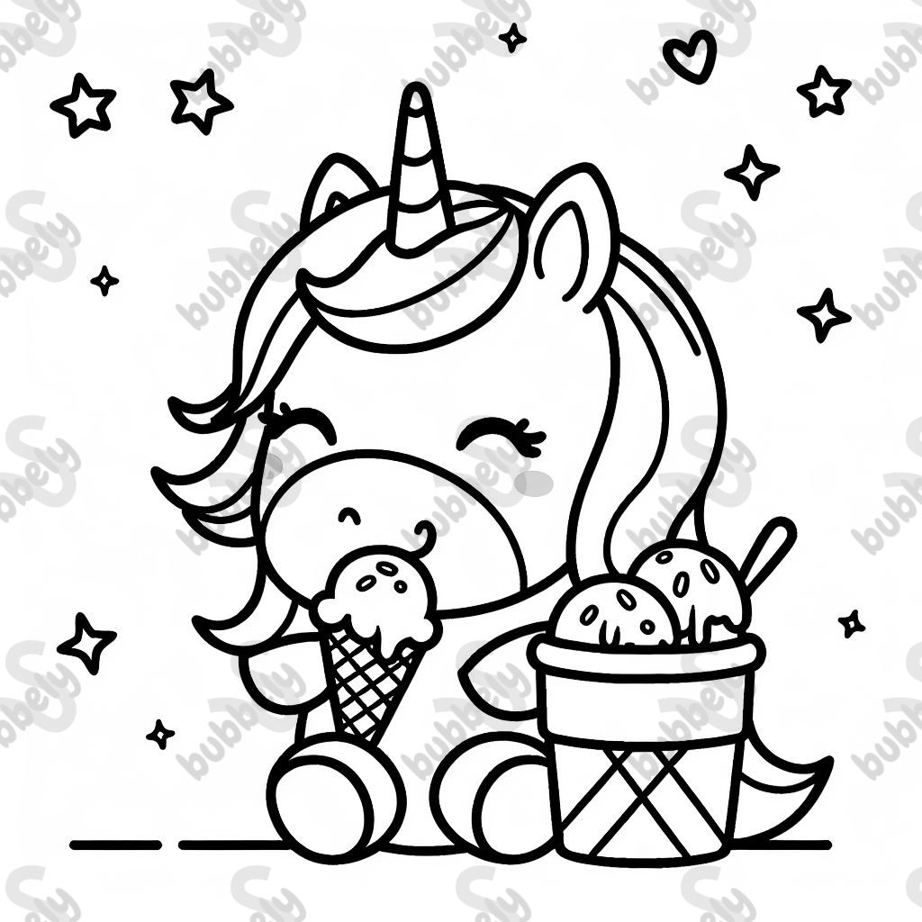 a cute unicorn eating ice cream a cute unicorn eating ice cream