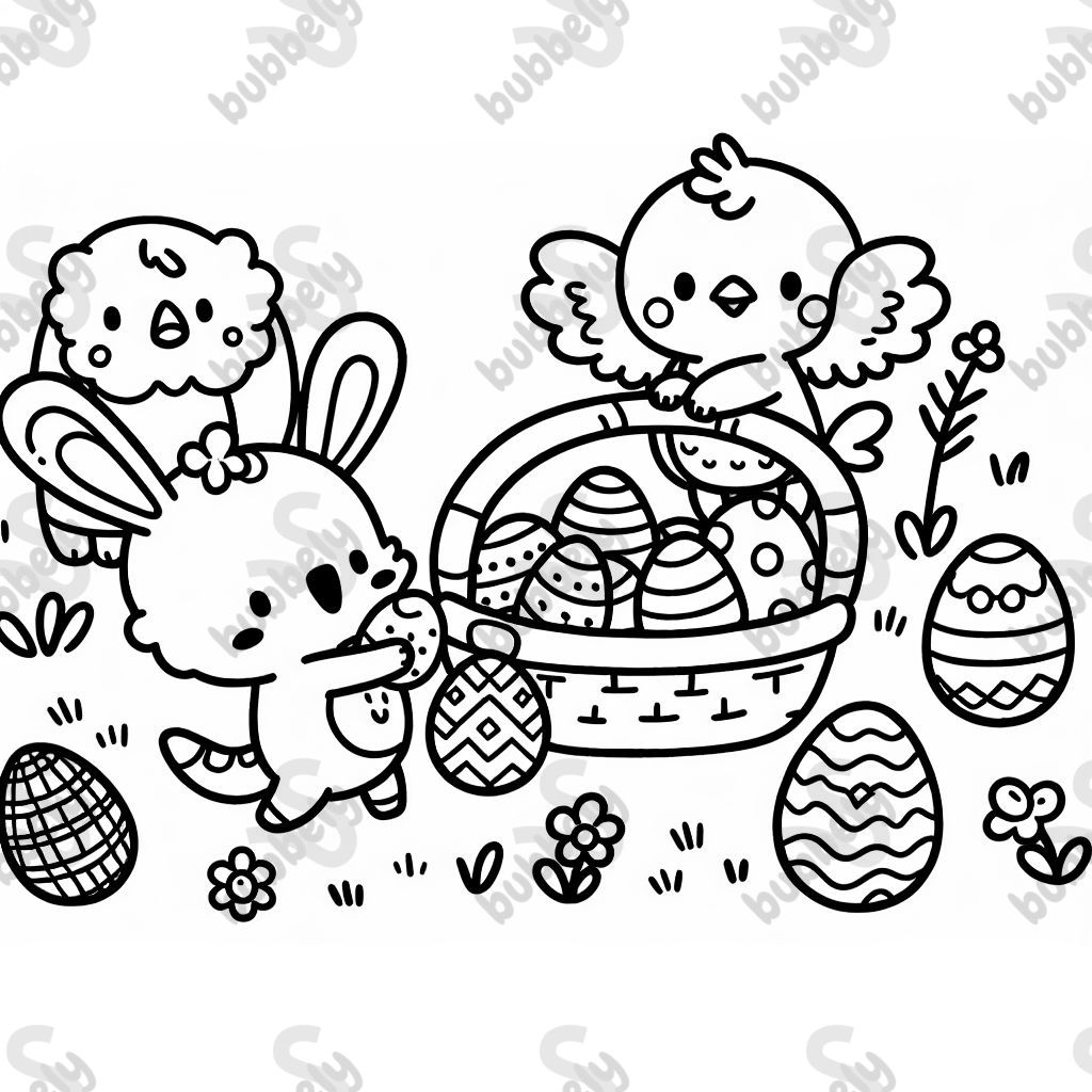 Easter egg hunt with animals