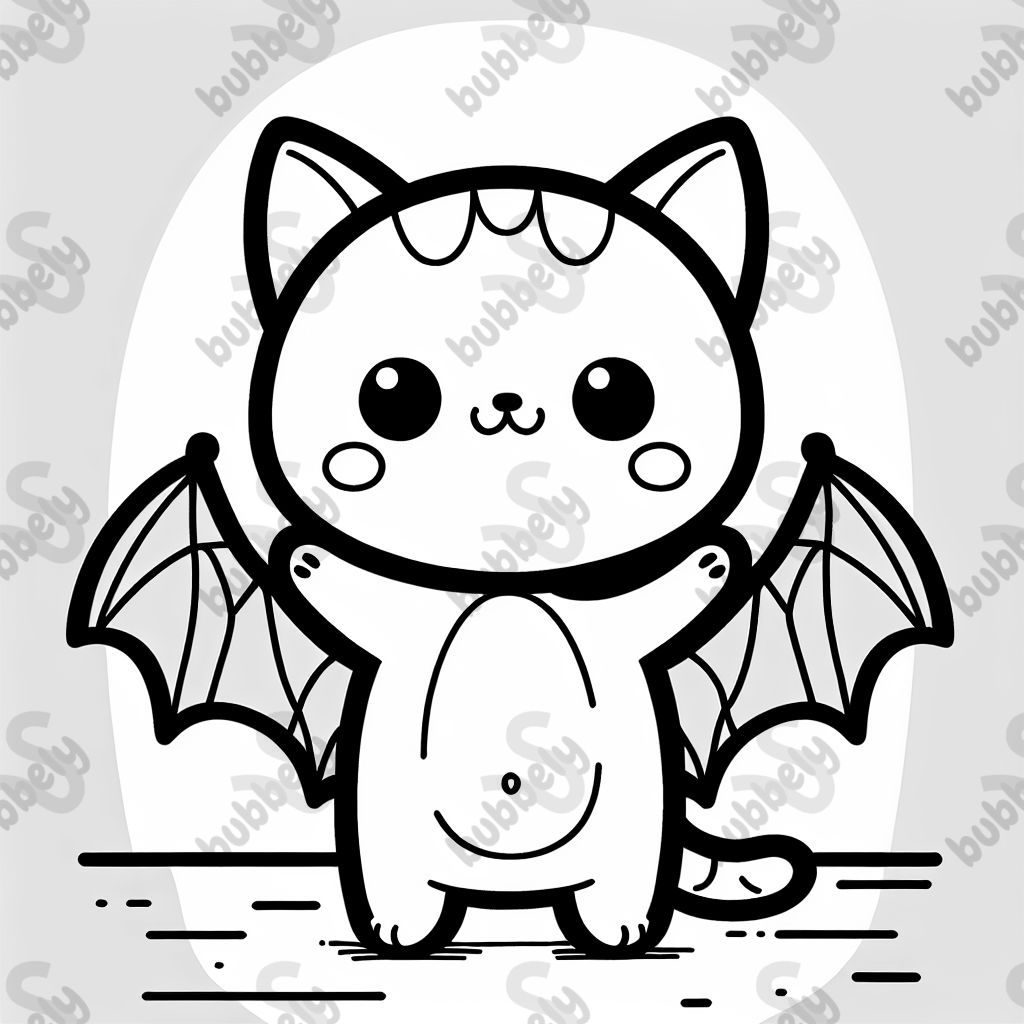 Eine Katze mit Fledermausflügeln 