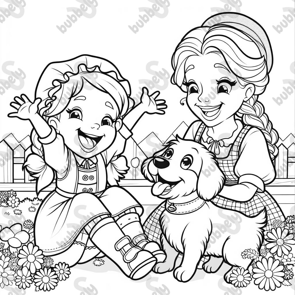 ein mädchen, eine frau und ein hund