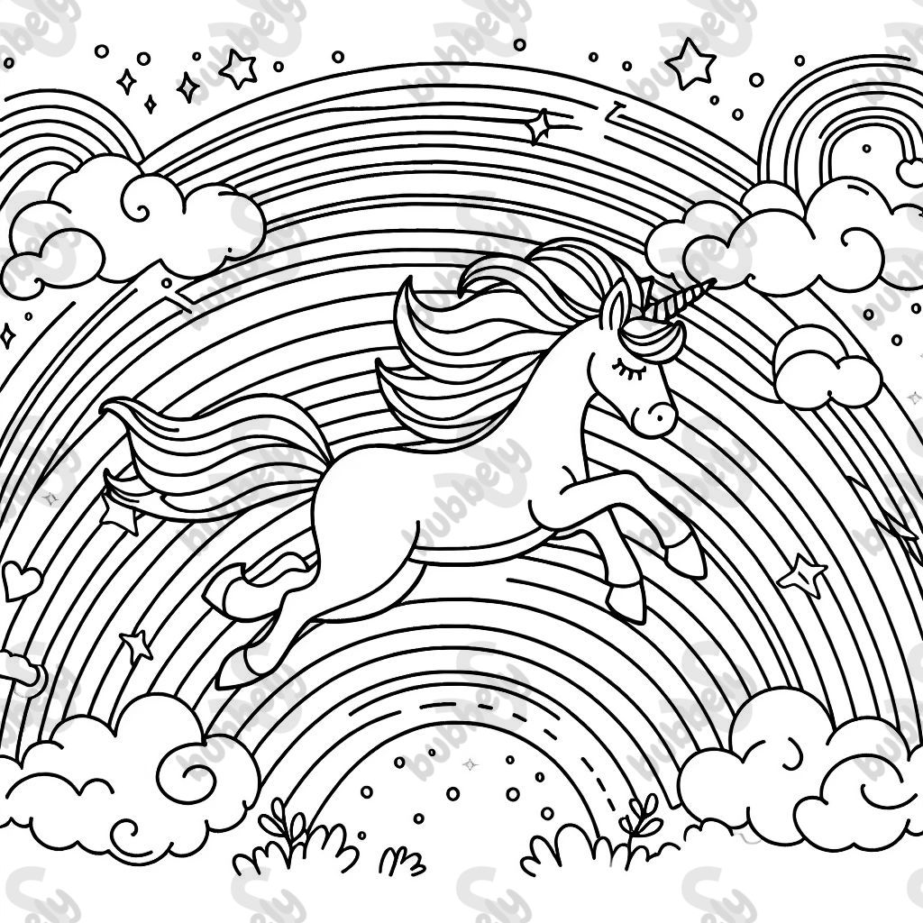 Unicorn running on rainbow
