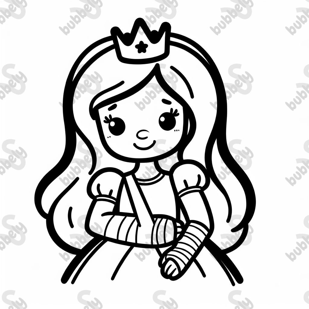 a princess with a cast on her arm