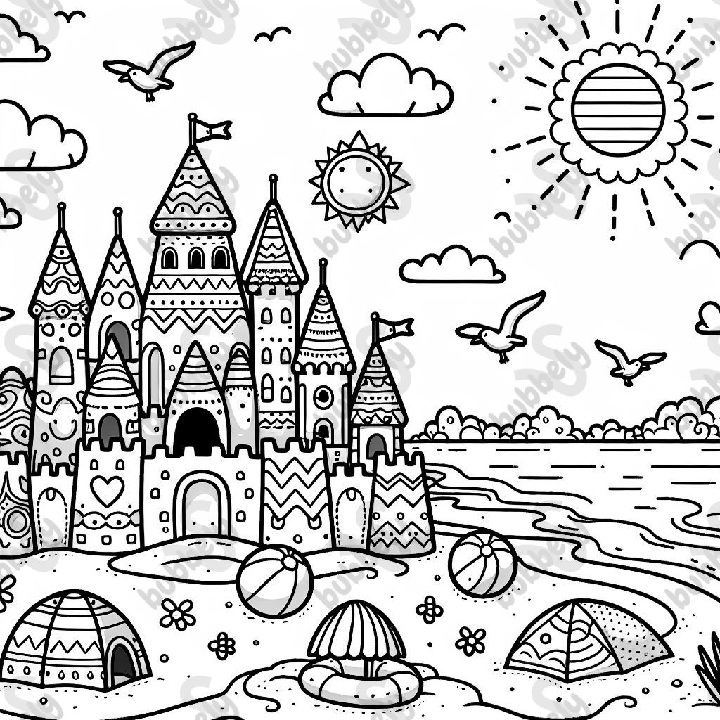 Sand castles on a beach