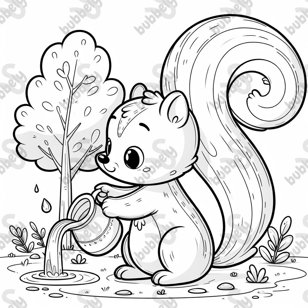 squirrel pouring water