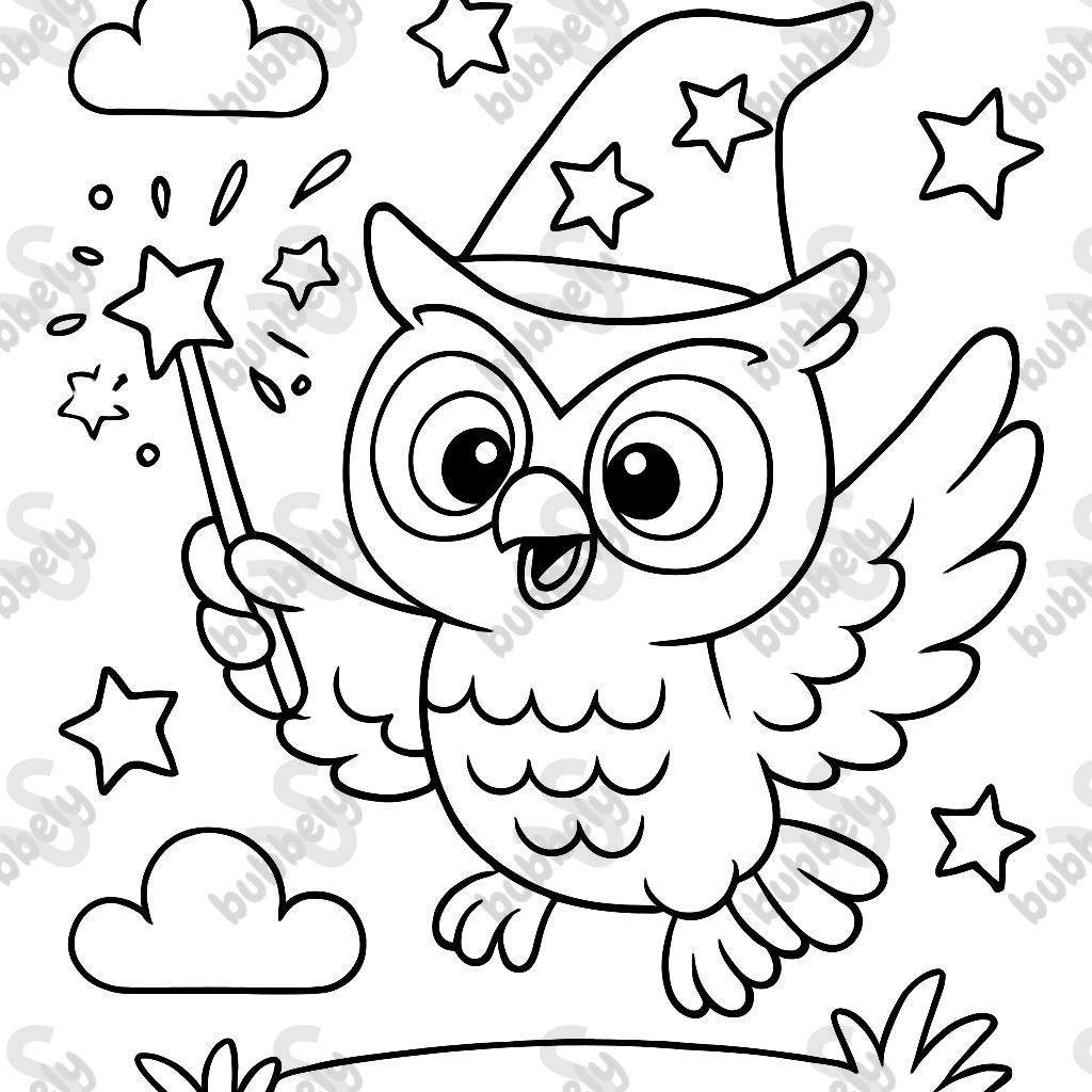 magical owl with wand