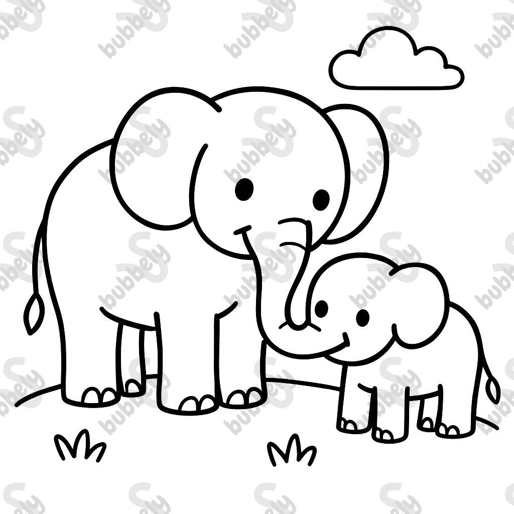 Mama and baby elephant