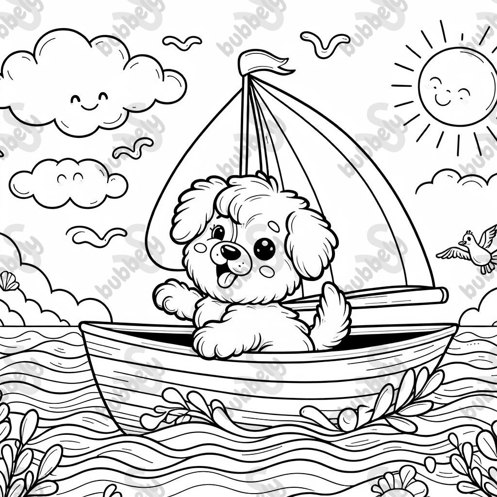 puppy in a boat