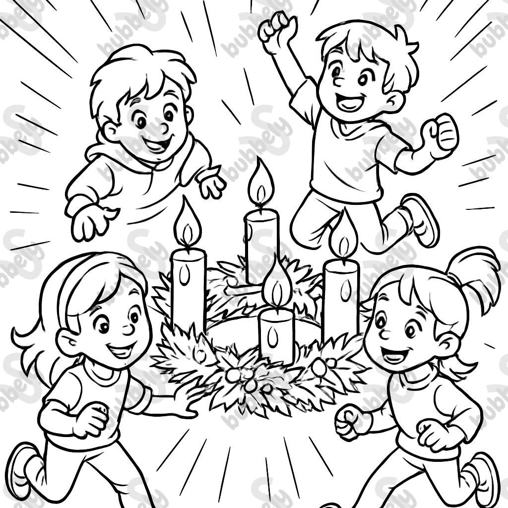 advent wreath 4 candles and 4 children