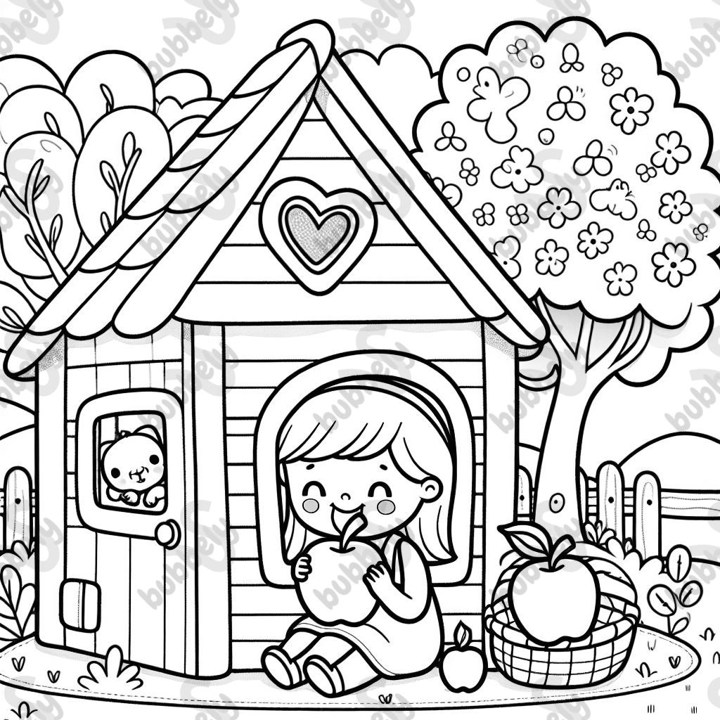 Mader im häuschen isst einen Apfel