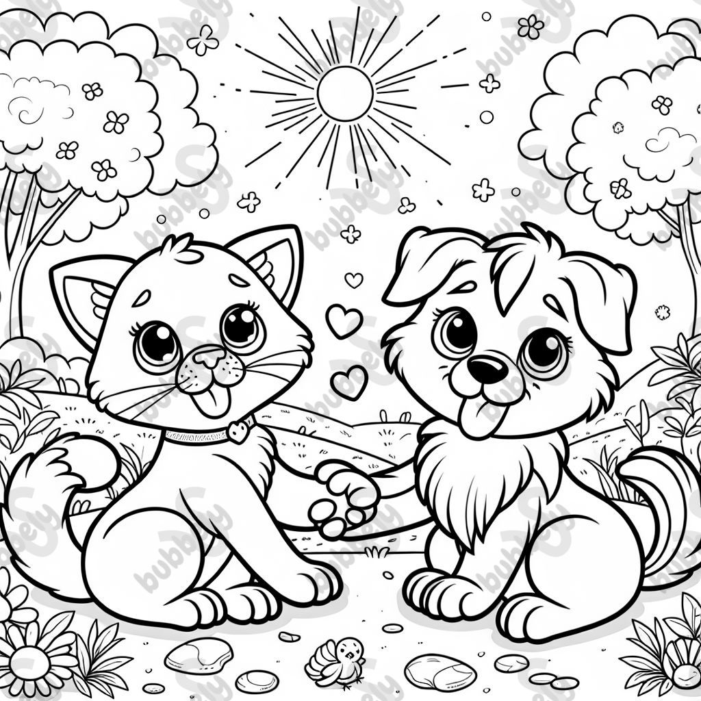 A cat and dog holding hands