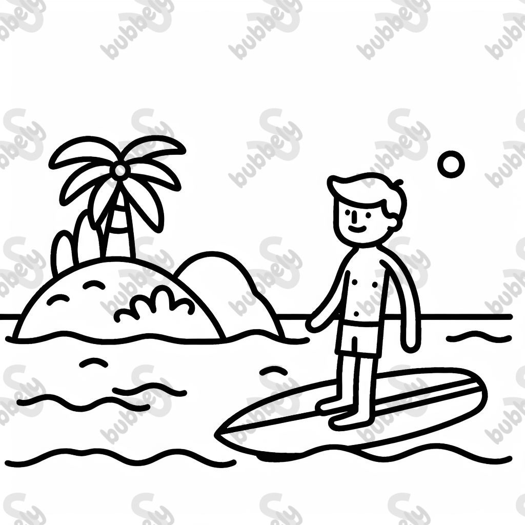 a man surfing next to a small island