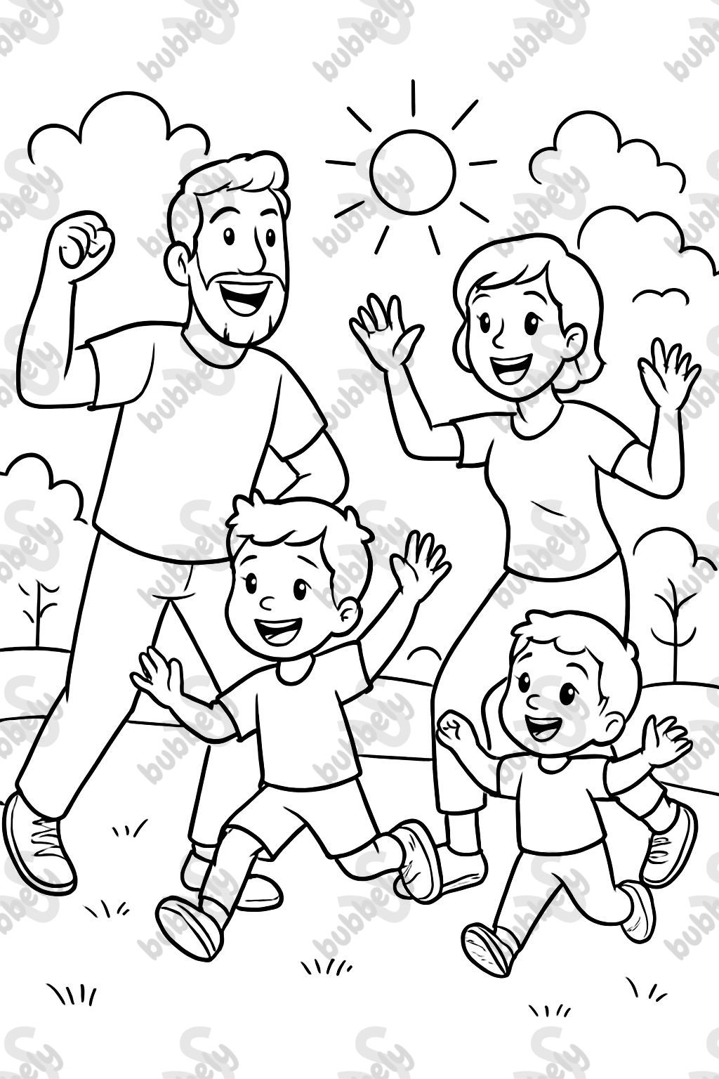 un père grand avec une barbe, sa femme de petite taille avec les cheveux courts, leur fils de 3 ans et leur fils de 2 ans un père grand avec une barbe, sa femme de petite taille avec les cheveux courts, leur fils de 3 ans et leur fils de 2 ans