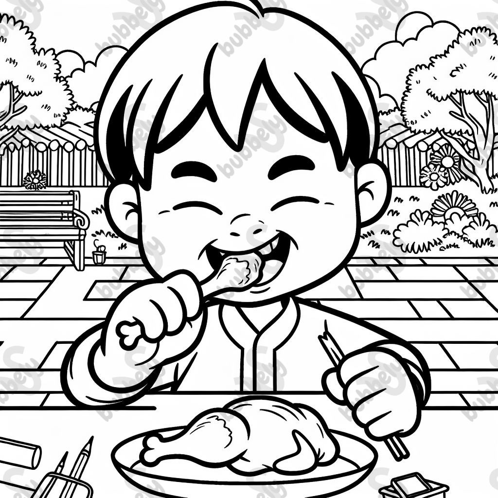 a person eating chicken