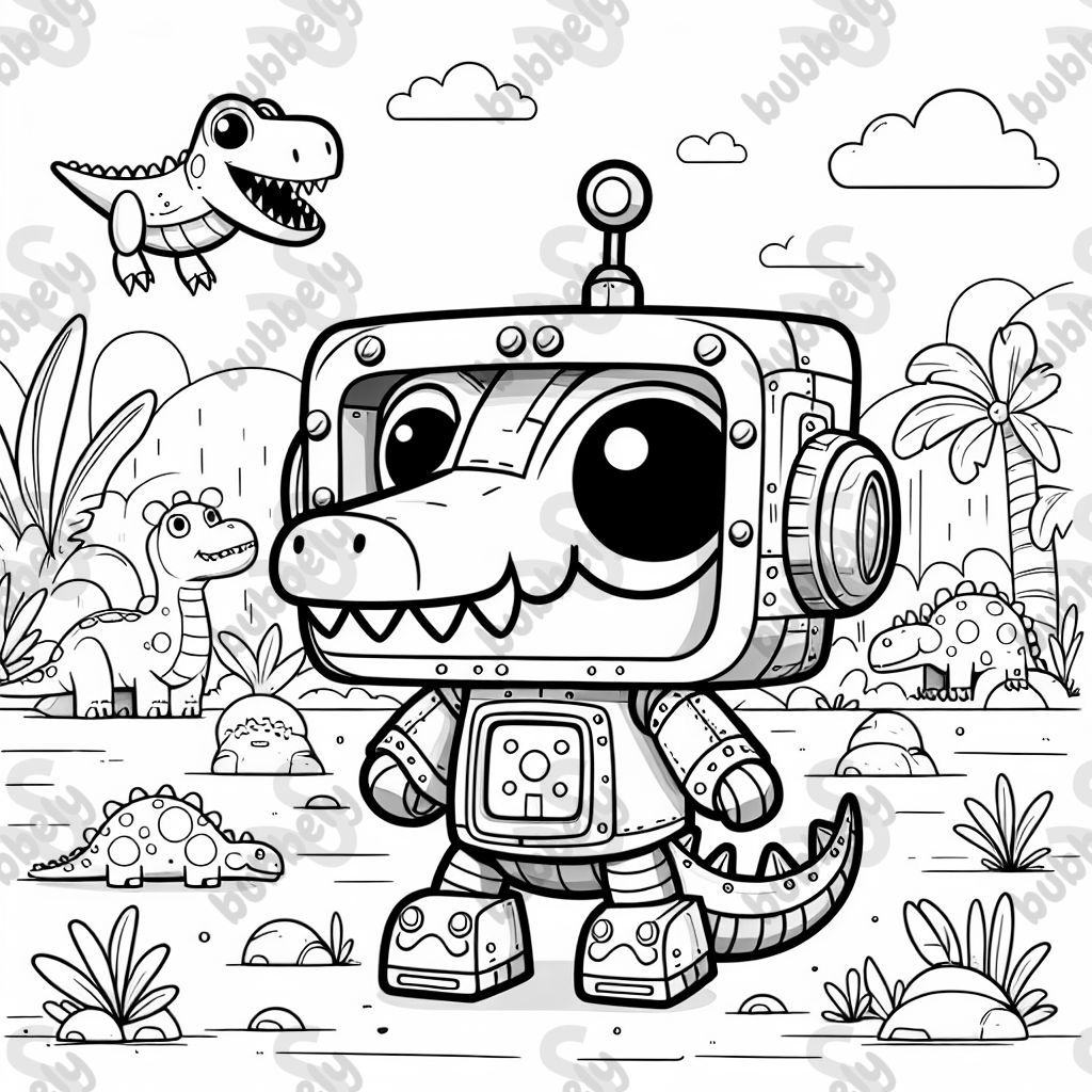 Krokodil-Roboter in einer Dinowelt