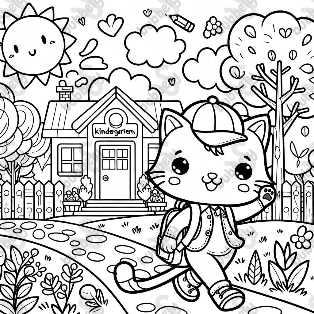 A cat starting kindergarten. A cat starting kindergarten.