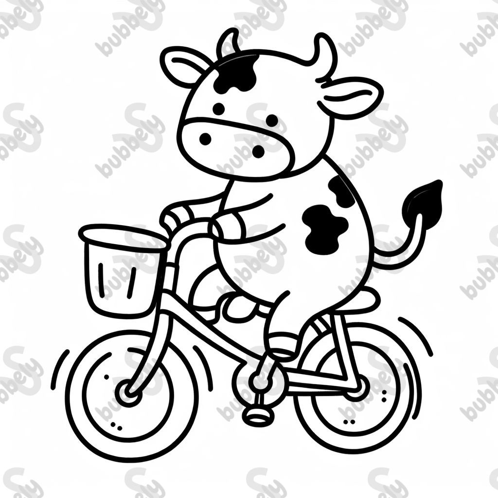 Eine kuh die fahrrad fährt 