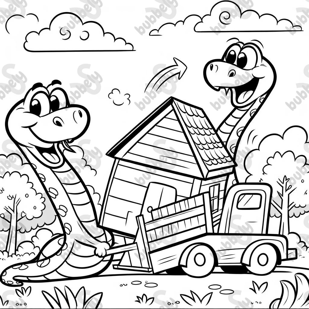 Two Snake taking house to the dump