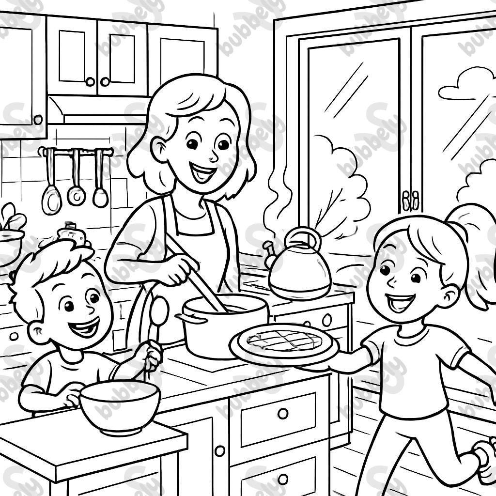 Olive green and wood kitchen with a French door that is 5 meters long and 2 meters wide.