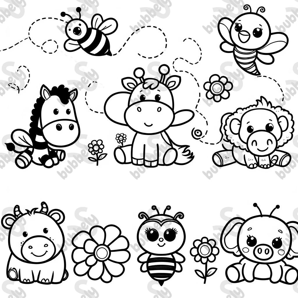 5 animals and bumblebee