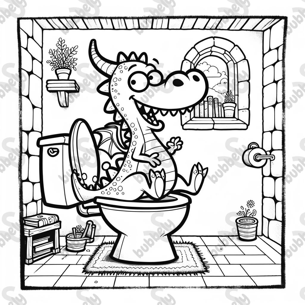 A dragon on the toilet