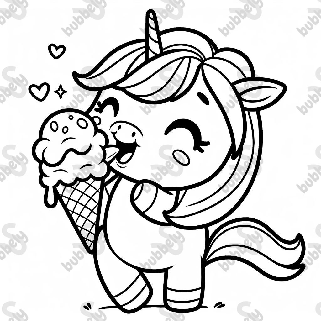a unicorn eating an ice cream